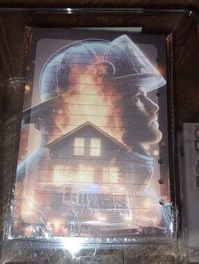 New! 50 Sheets A5 Firefighter Helmet & House Graphic Refill Paper- Black/Orange